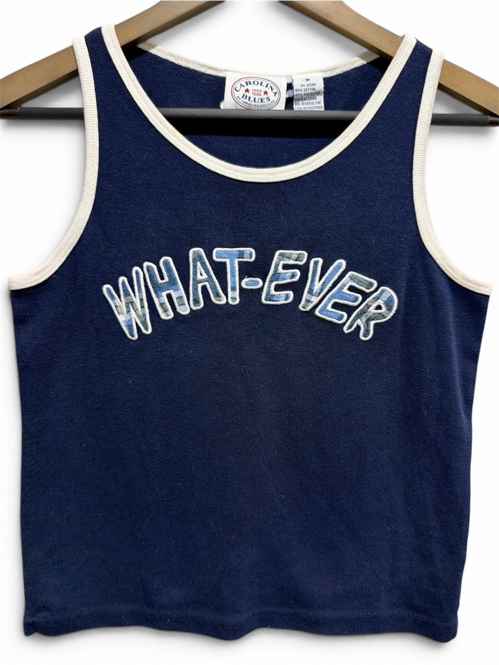 Vintage 90s WHAT-EVER Plaid Applique Ringer Tank Top M